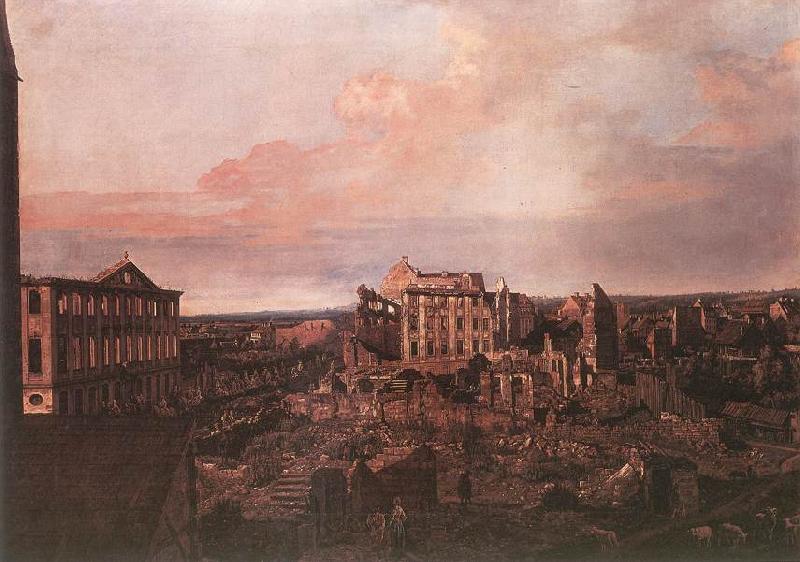 BELLOTTO, Bernardo Dresden, the Ruins of the Pirnaische Vorstadt Sweden oil painting art